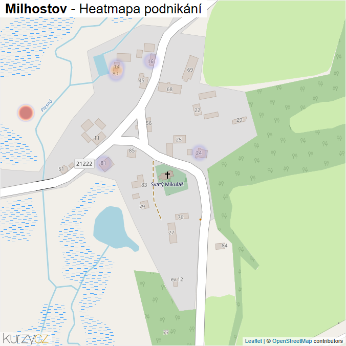 Mapa Milhostov - Firmy v části obce.
