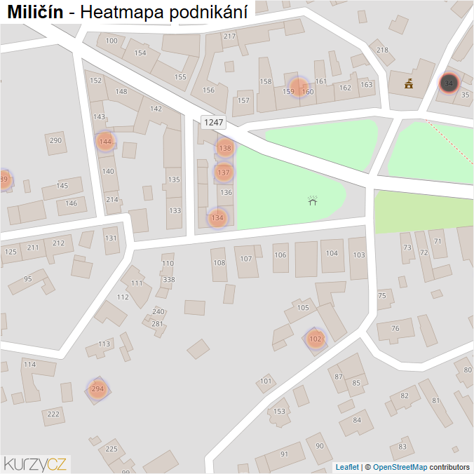 Mapa Miličín - Firmy v obci.