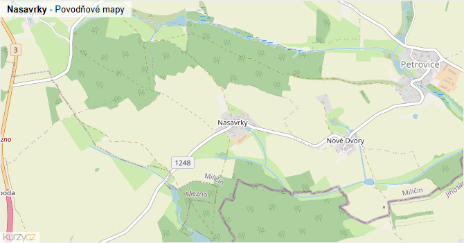 Nasavrky - záplavové mapy stoleté vody