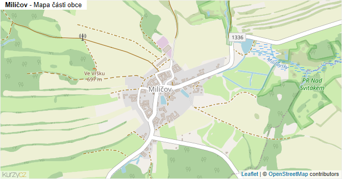 Milíčov - mapa části obce