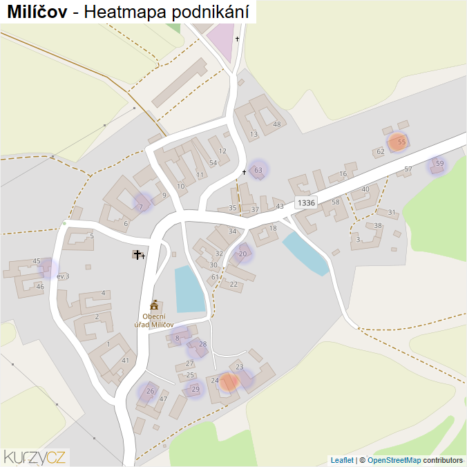 Mapa Milíčov - Firmy v části obce.