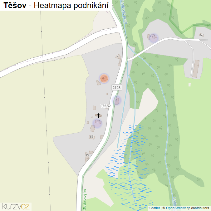 Mapa Těšov - Firmy v části obce.