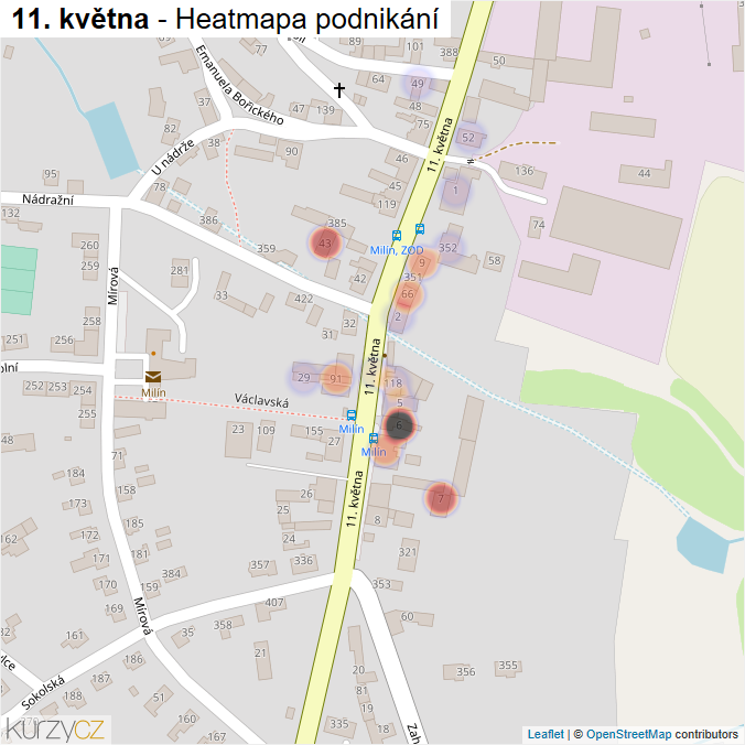 Mapa 11. května - Firmy v ulici.