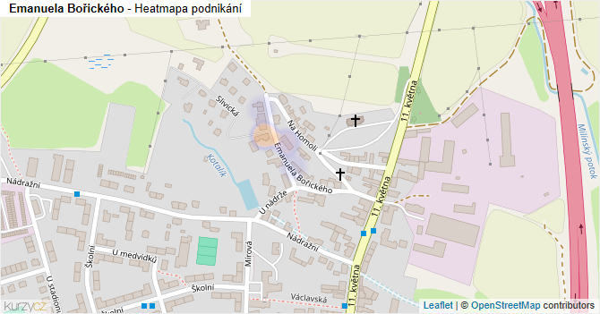 Emanuela Bořického - mapa podnikání