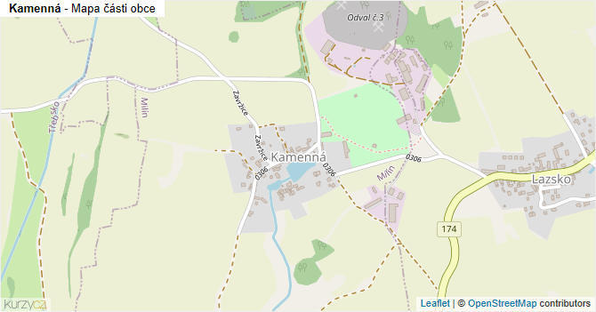 Kamenná - mapa části obce
