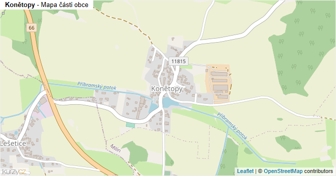 Konětopy - mapa části obce
