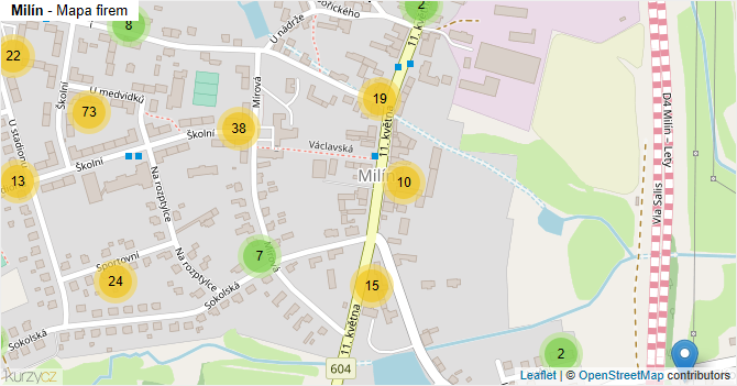 Milín - mapa firem