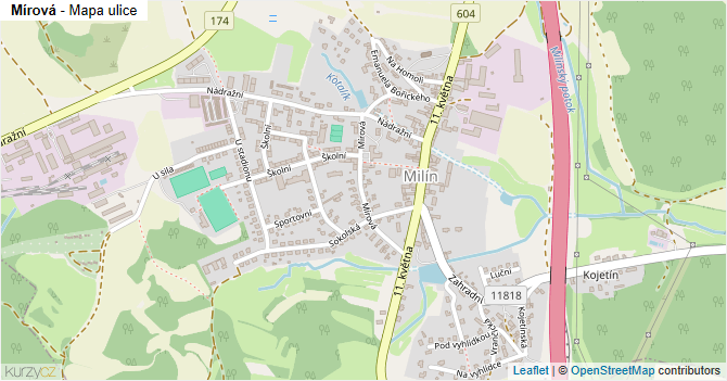 Mírová - mapa ulice