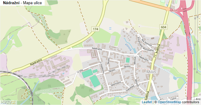 Nádražní - mapa ulice