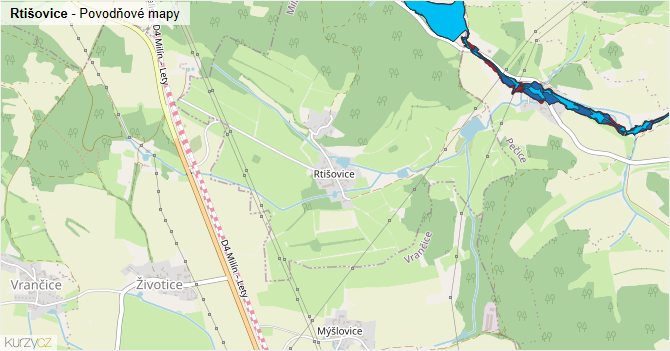 Rtišovice - záplavové mapy stoleté vody