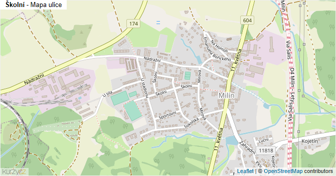 Školní - mapa ulice
