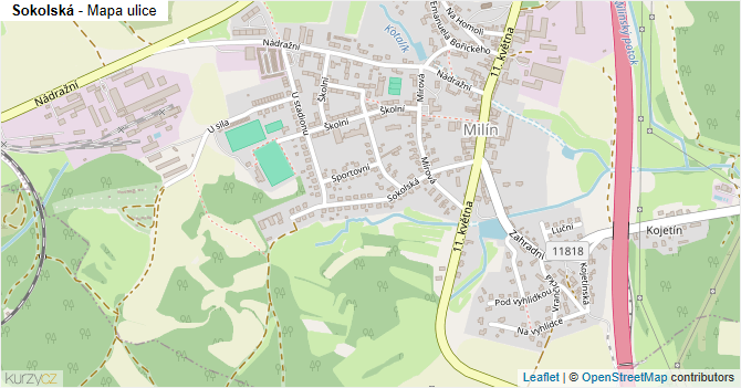 Sokolská - mapa ulice