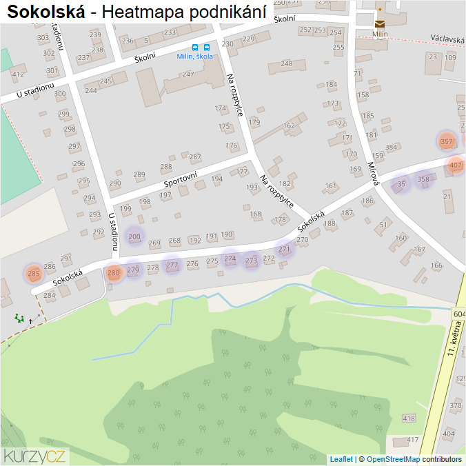 Mapa Sokolská - Firmy v ulici.