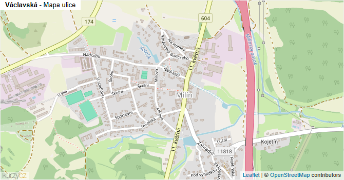 Václavská - mapa ulice
