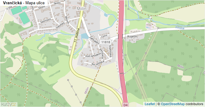 Vrančická - mapa ulice