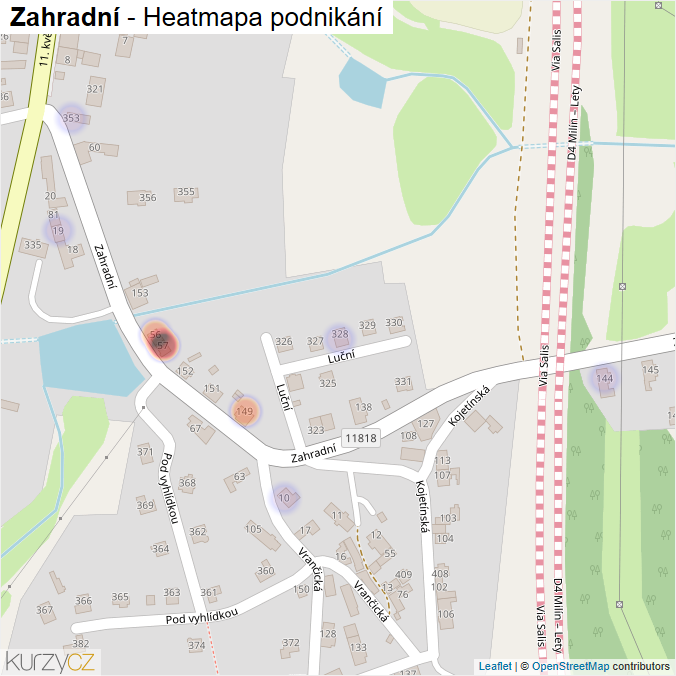 Mapa Zahradní - Firmy v ulici.