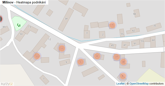 Milínov - mapa podnikání