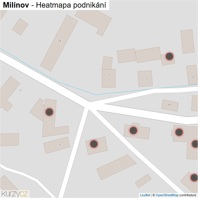 Mapa Milínov - Firmy v obci.
