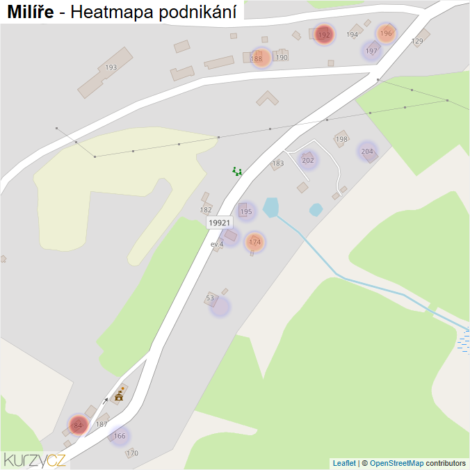 Mapa Milíře - Firmy v části obce.