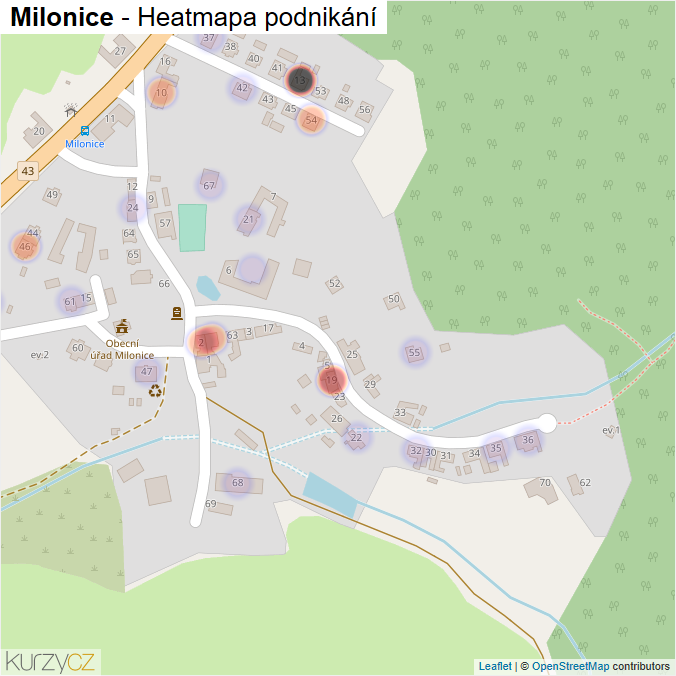 Mapa Milonice - Firmy v části obce.