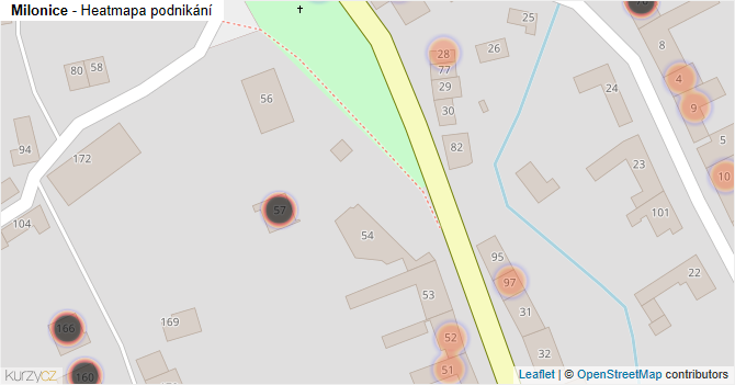 Milonice - mapa podnikání