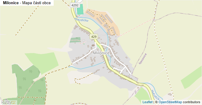Milonice - mapa části obce