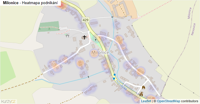 Milonice - mapa podnikání