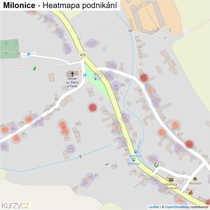 Mapa Milonice - Firmy v části obce.