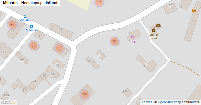 Milostín - mapa podnikání