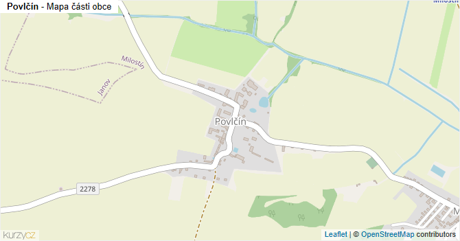Povlčín - mapa části obce