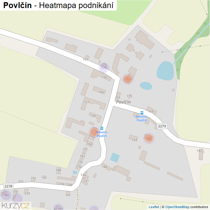 Mapa Povlčín - Firmy v části obce.