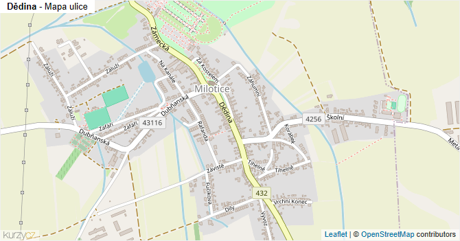 Dědina - mapa ulice