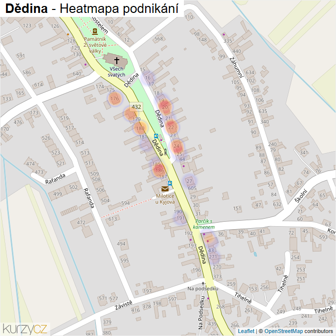 Mapa Dědina - Firmy v ulici.