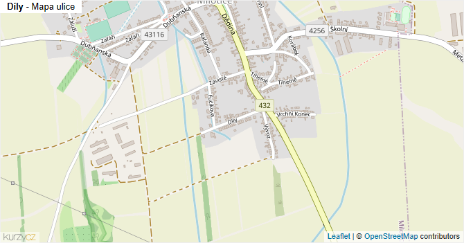 Díly - mapa ulice