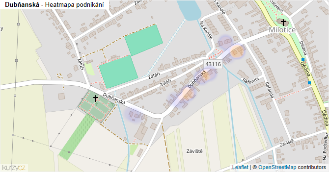 Dubňanská - mapa podnikání