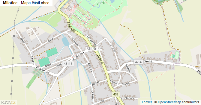 Milotice - mapa části obce