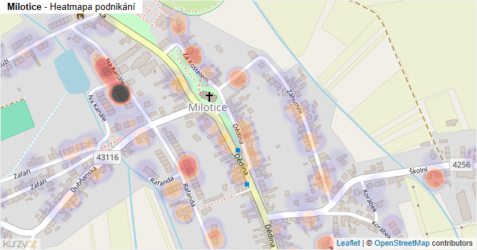 Milotice - mapa podnikání