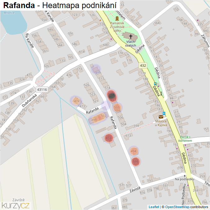 Mapa Rafanda - Firmy v ulici.
