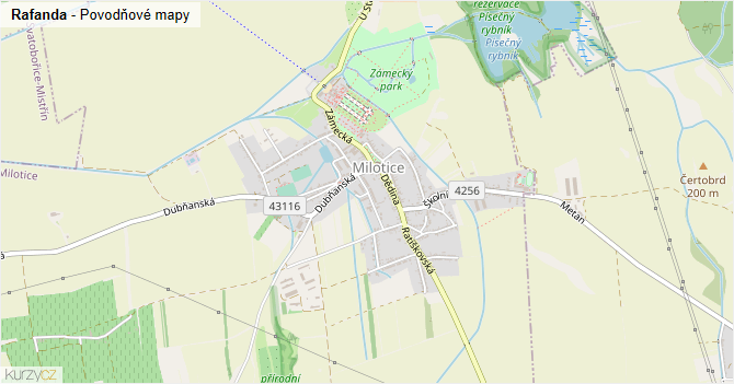 Rafanda - záplavové mapy stoleté vody