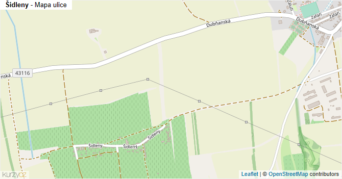 Šidleny - mapa ulice
