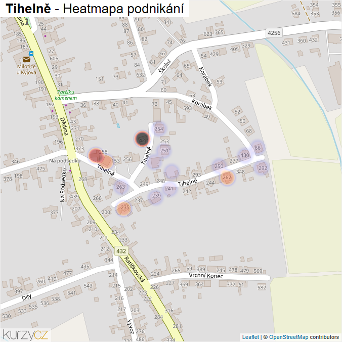 Mapa Tihelně - Firmy v ulici.