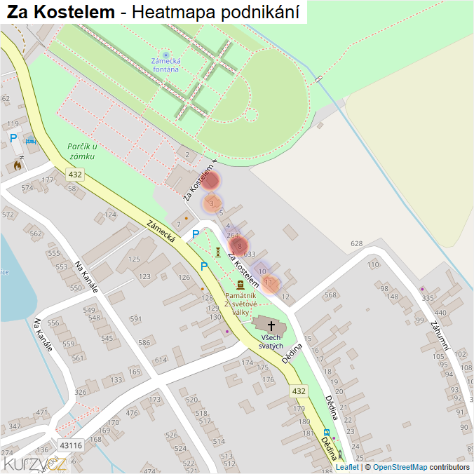 Mapa Za Kostelem - Firmy v ulici.