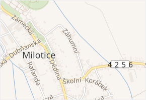 Záhumní v obci Milotice - mapa ulice