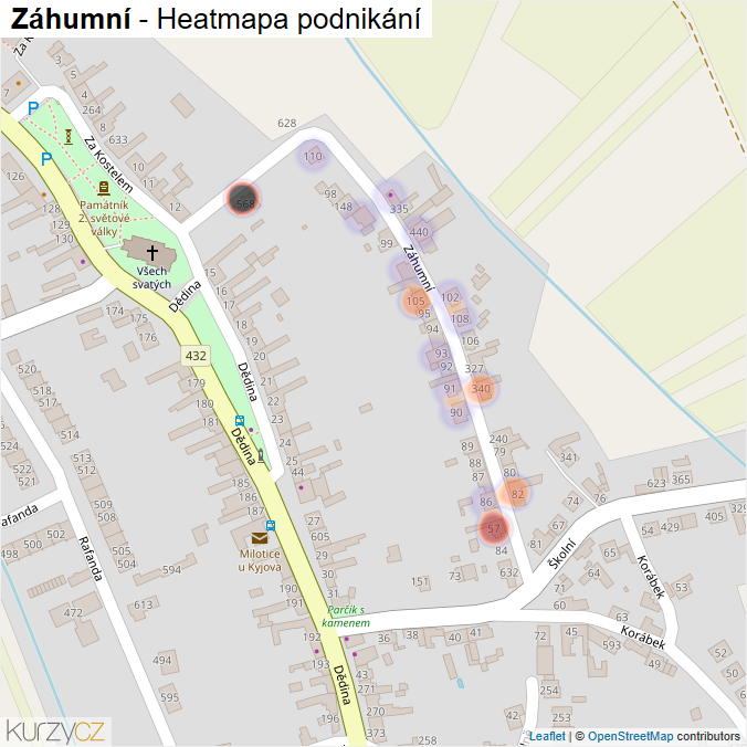 Mapa Záhumní - Firmy v ulici.