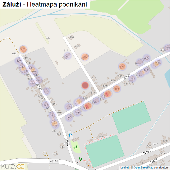 Mapa Záluží - Firmy v ulici.