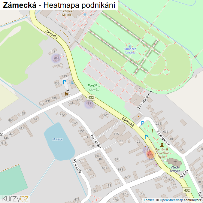 Mapa Zámecká - Firmy v ulici.