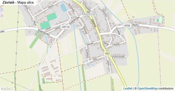 Závistě - mapa ulice