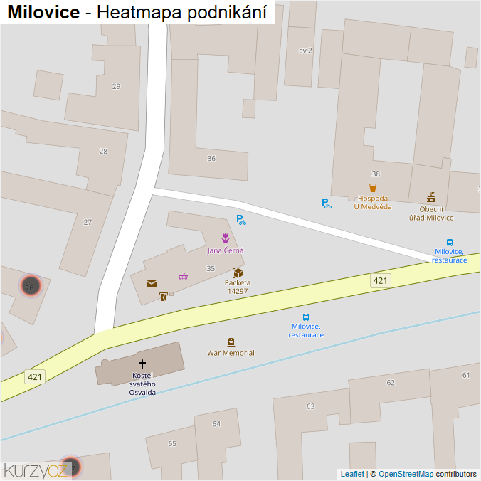 Mapa Milovice - Firmy v obci.