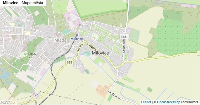 Milovice - mapa města