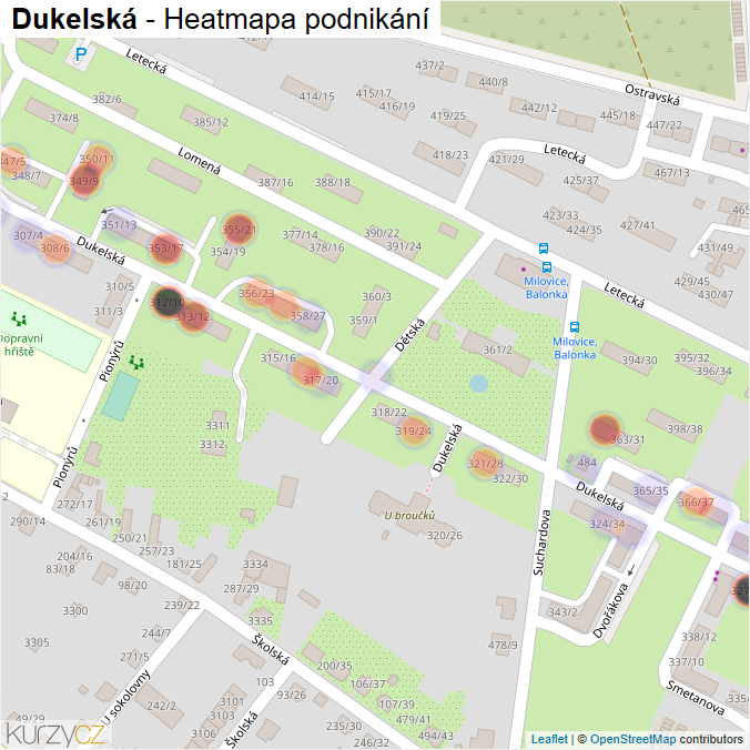 Mapa Dukelská - Firmy v ulici.